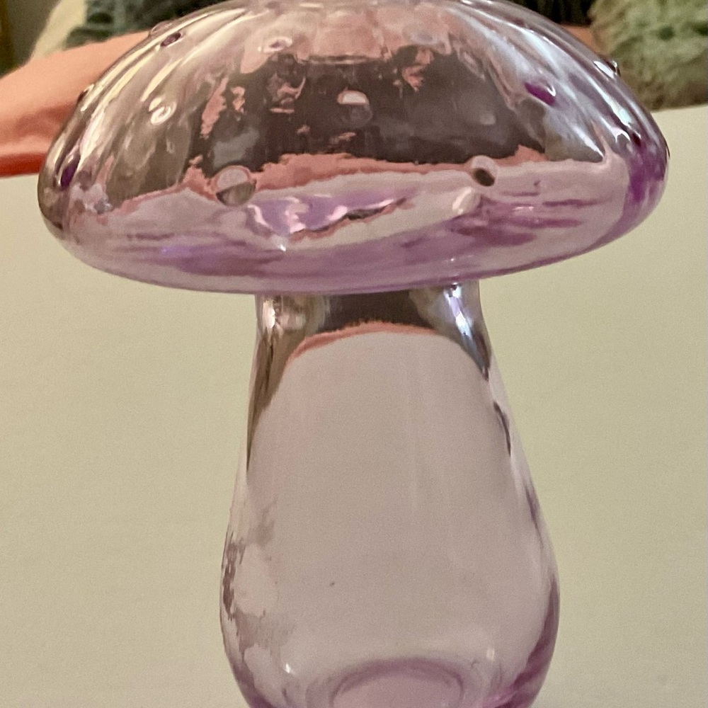 Lavender Glass Mushroom Bud Vase